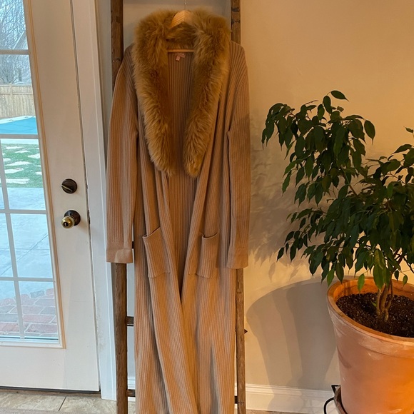 Show Me Your Mumu long maxi length faux fur collared cardigan - Picture 3 of 6